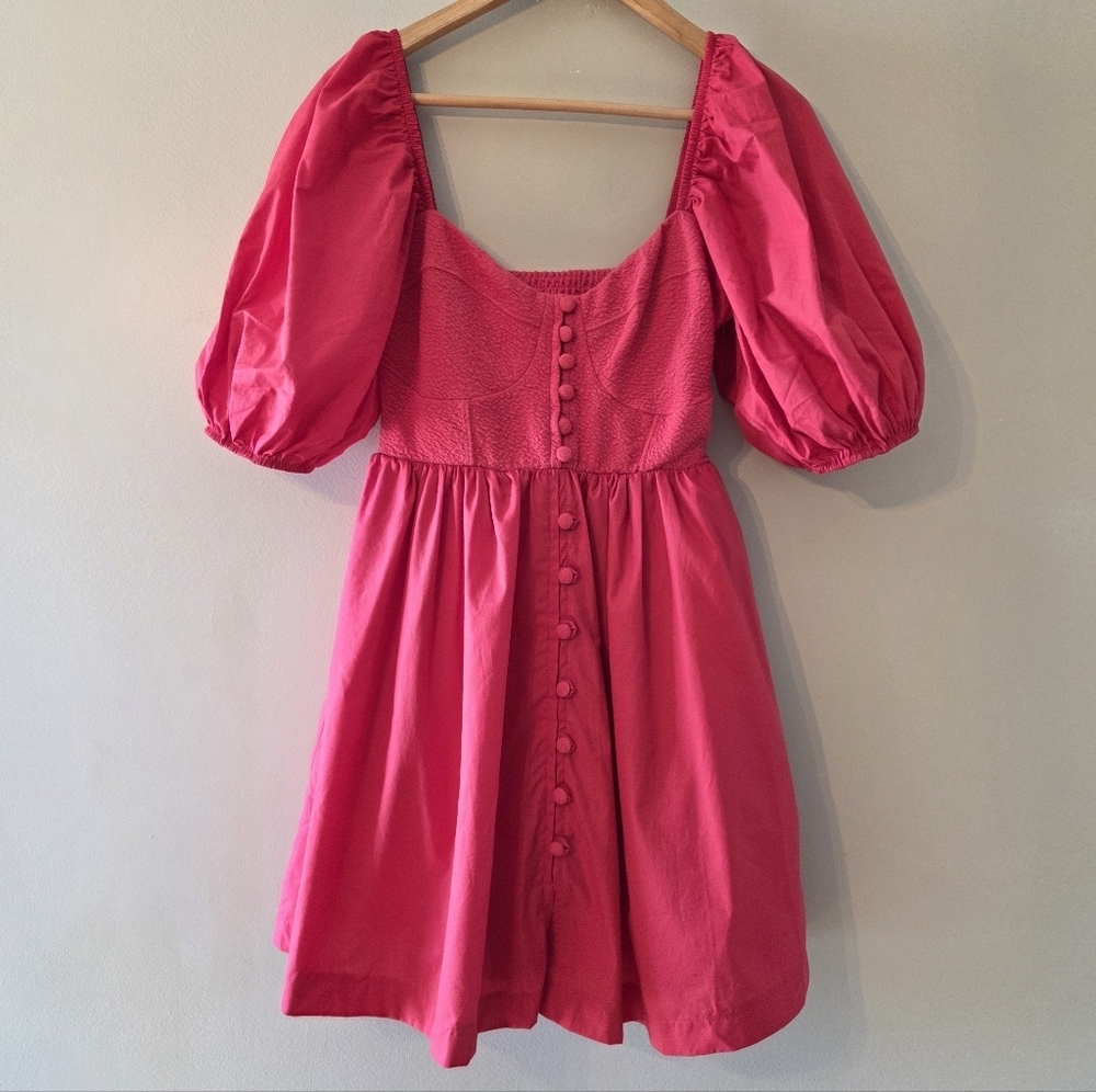 Anthropologie Maeve Women's Puff Sleeve Sweetheart Feminine Mini Dress Red Sz S - Picture 7 of 16